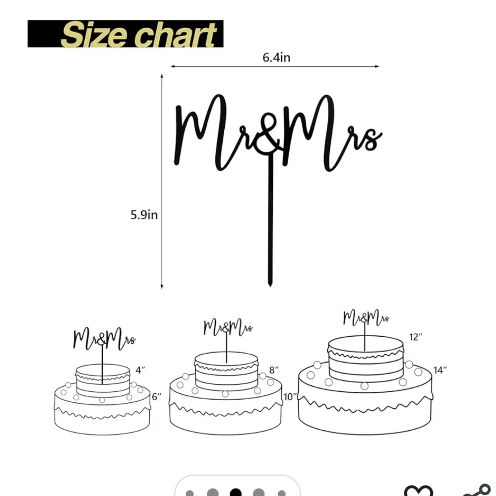 Elegant Mr & Mrs Cake Topper - Black